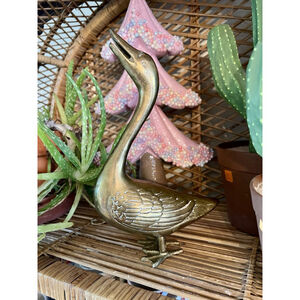 Vintage Leonard Brass Goose Mid-Century Modern 1960s Goose/Swan Figurine HEAVY